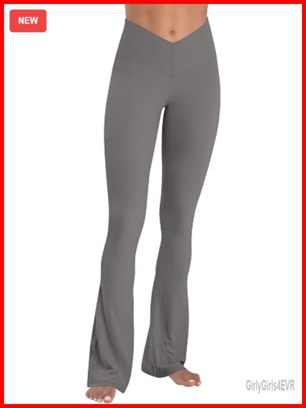 V Crossover Mid Rise Flared Yoga Pants with Tummy Control 32" Inseam Buttery